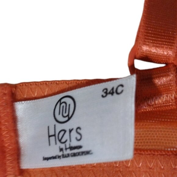 Hers By Herman Women's Orange Adjustable Strap Padded Push Up Bra Size 34C! NWT! - Picture 12 of 13